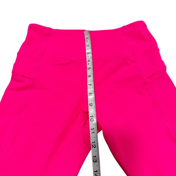 Zyia Light N Tight Hi Rise Crop Leggings  Neon Pink Zip Side Pockets Size 6-8 - Picture 6 of 7
